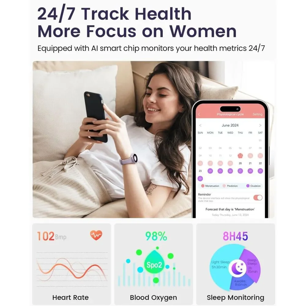 Smart Watches for iPhone/Android,1.27'' AMOLED Screen Fitness Tracker